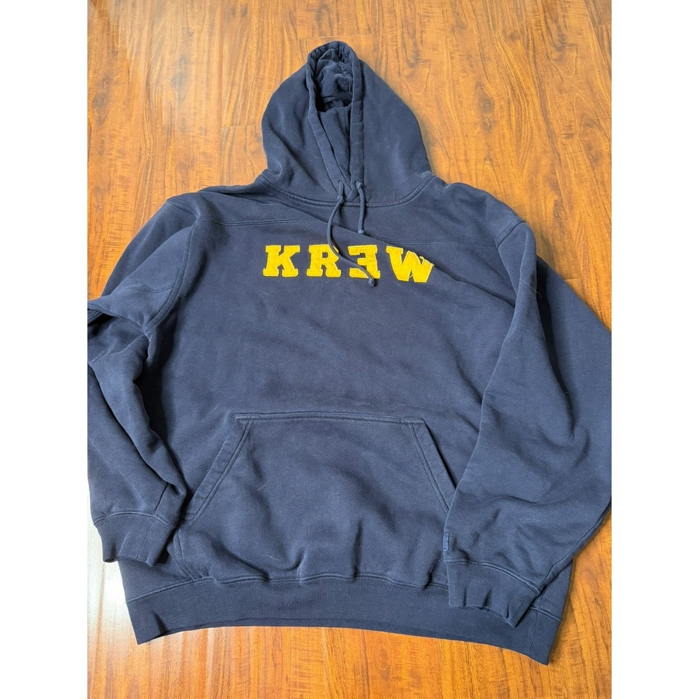 Vintage KR3W Original Logo Hoodie Mens SZ L Blue Sweatshirt Skateboarding Y2K